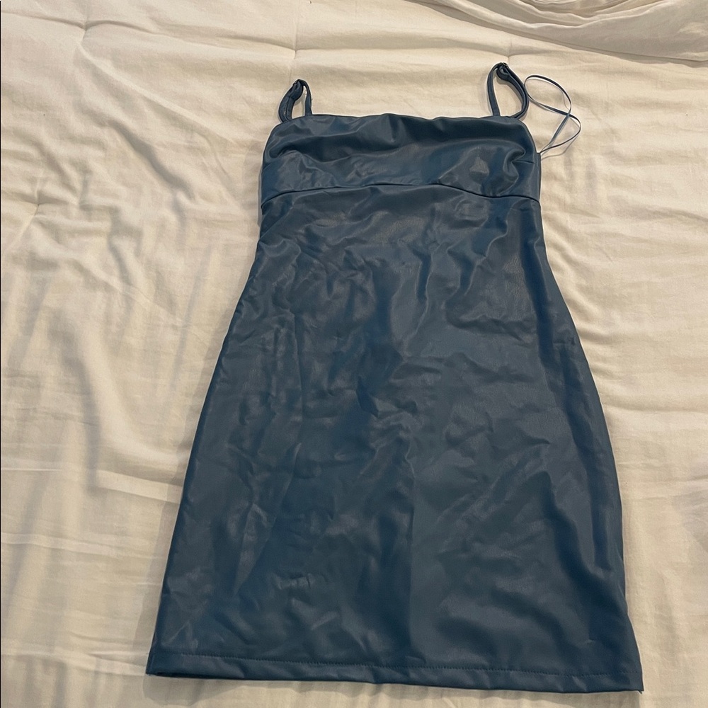 Brooklyn Karma size xs blue faux leather dress